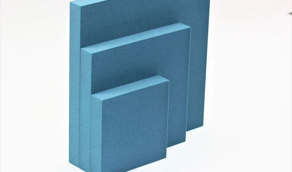 PIXEL L Soft Acoustic Wall Panels stack of blue panels Decormania UK